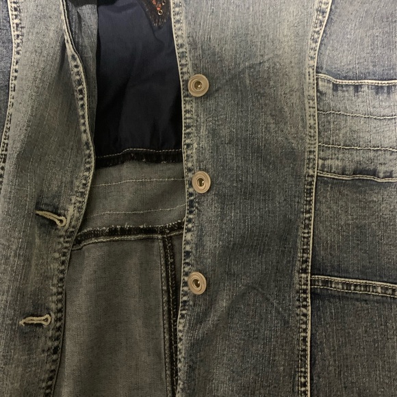 Midnight Velvet Jean Jacket (L) Decorative and Unique, knee length. Gently Used - Picture 9 of 9